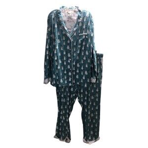 Munki Munki Pajamas Size XXL Rayon Bamboo Cotton Pjs Set Women's Blue Snowmen 2x